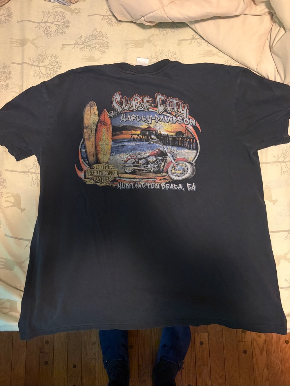 Harley-Davidson Black T-Shirt with Orange Logo Tag